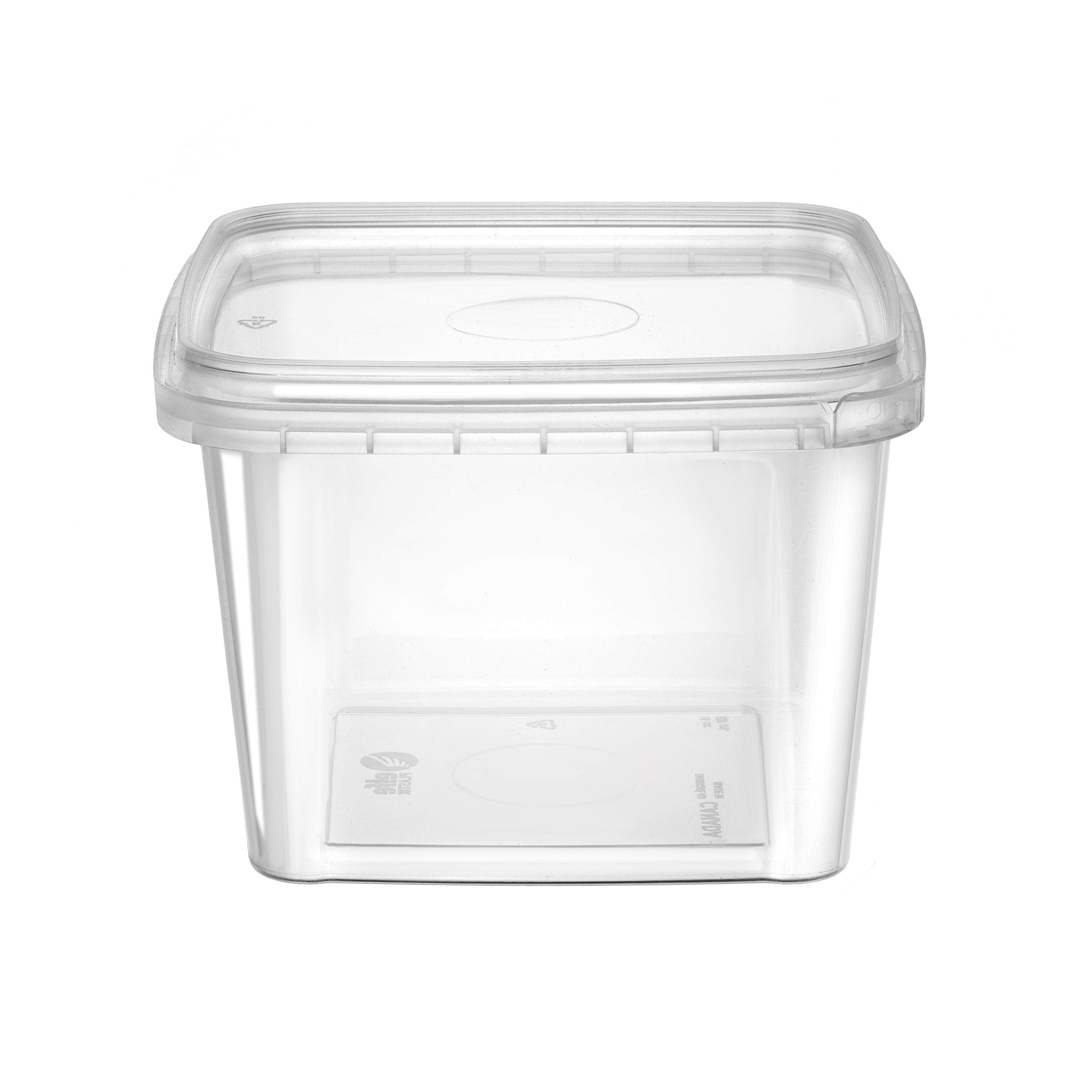 NYHI contenant 16 oz boîtes empilées démontrant le gain de place et l’organisation en cuisine