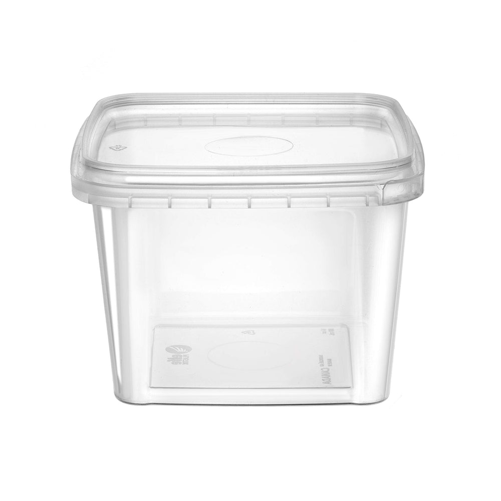 NYHI contenant 16 oz boîtes empilées démontrant le gain de place et l’organisation en cuisine