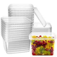 NYHI contenant 16 oz vue de face montrant le format carré et la transparence pour visualiser le contenu