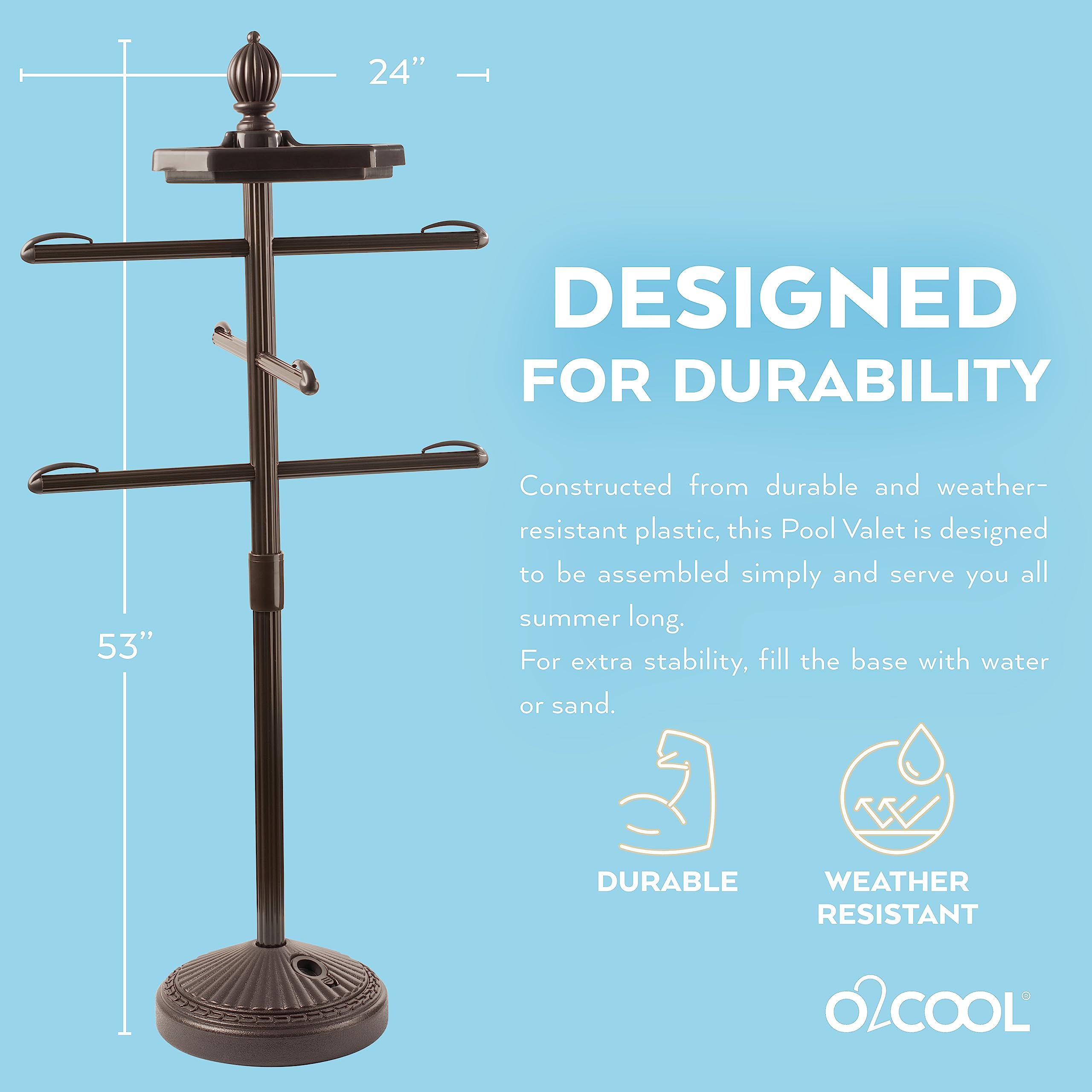 O2COOL socle pondéré stable résistant au vent et assurant tenue au sol