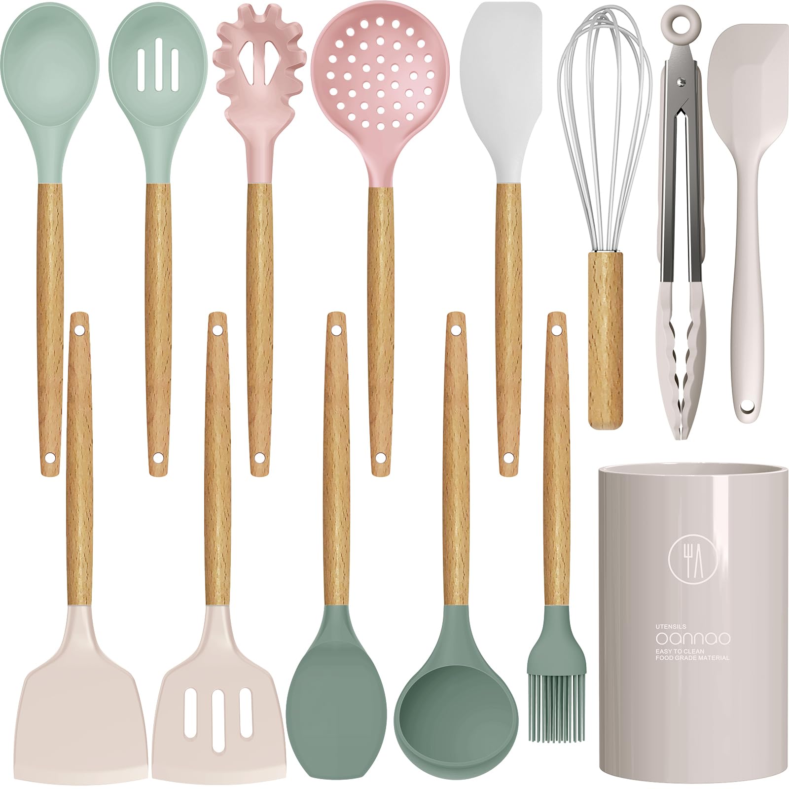 oannao set complet en silicone montrant les outils et bénéfice protection des poêles