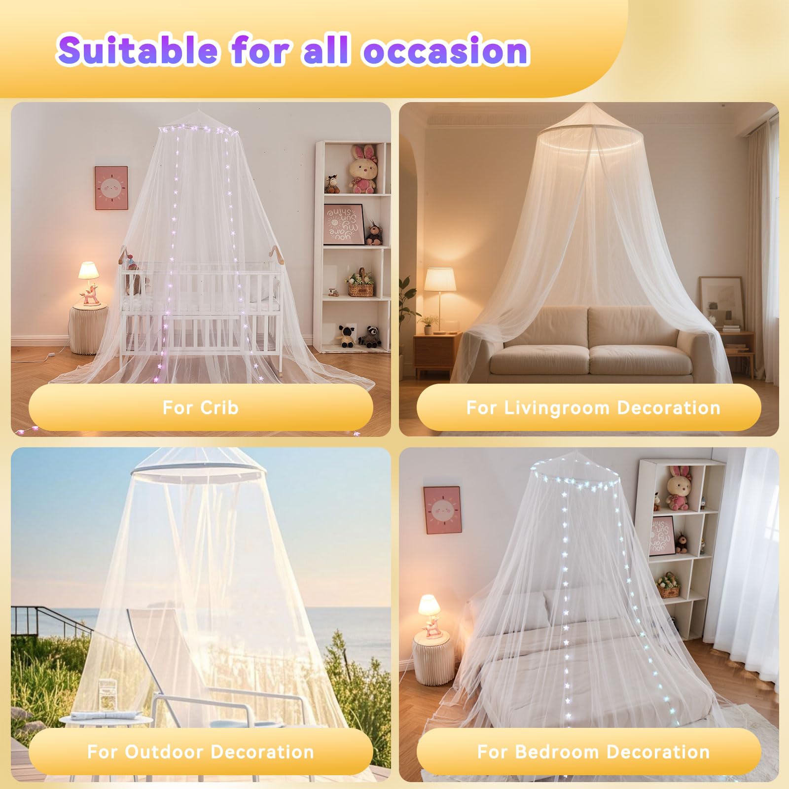 Obrecis ambiance chambre enfant avec tente et lumières, décor festif et cosy