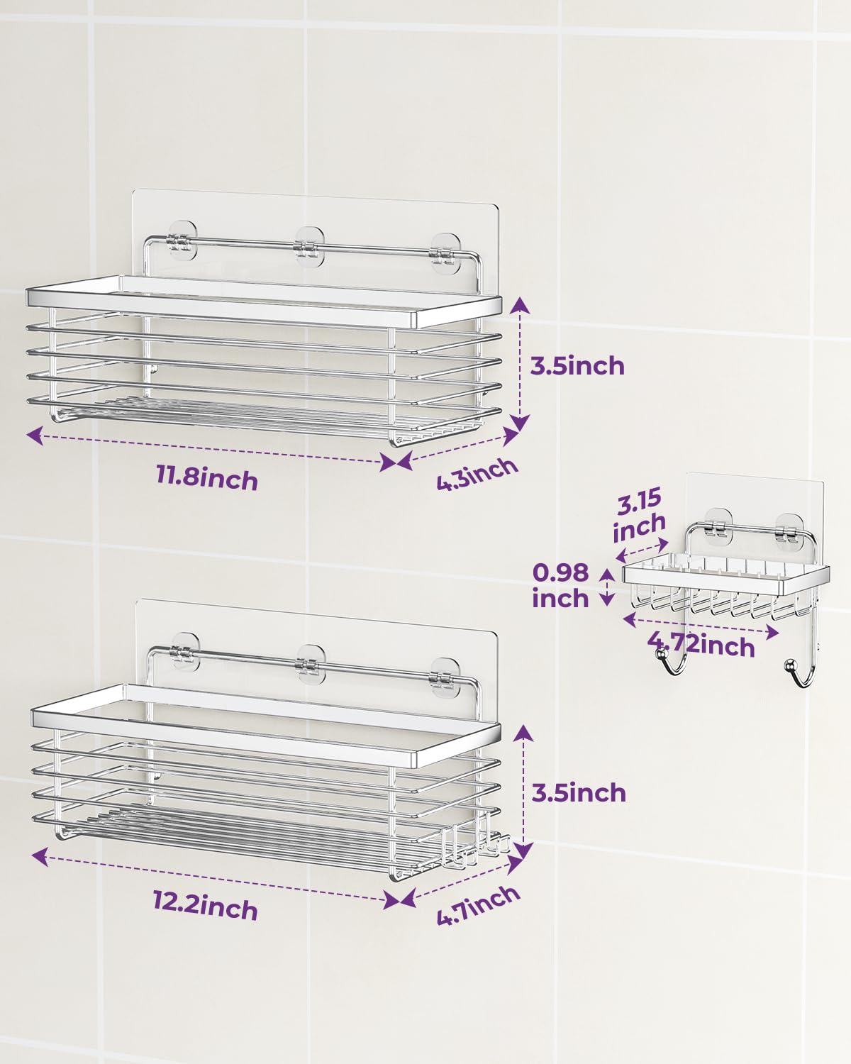 ODesign contenu du paquet montrant deux caddies trois adhésifs et notice pour installation facile