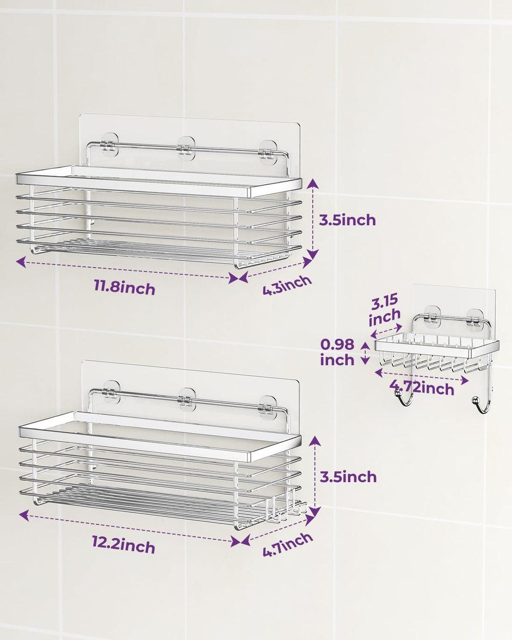 ODesign contenu du paquet montrant deux caddies trois adhésifs et notice pour installation facile