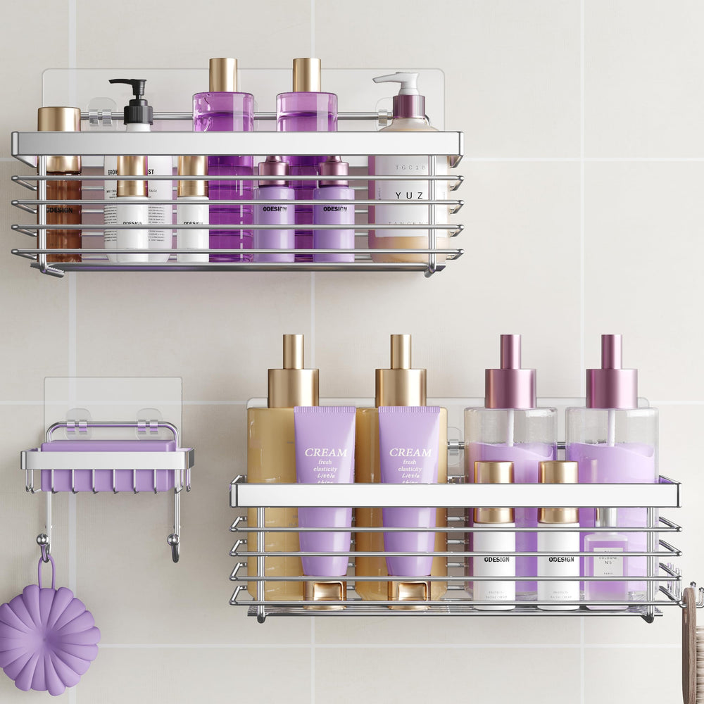 ODesign vue avant du porte-shampoing montrant rangement élégant et gain de place