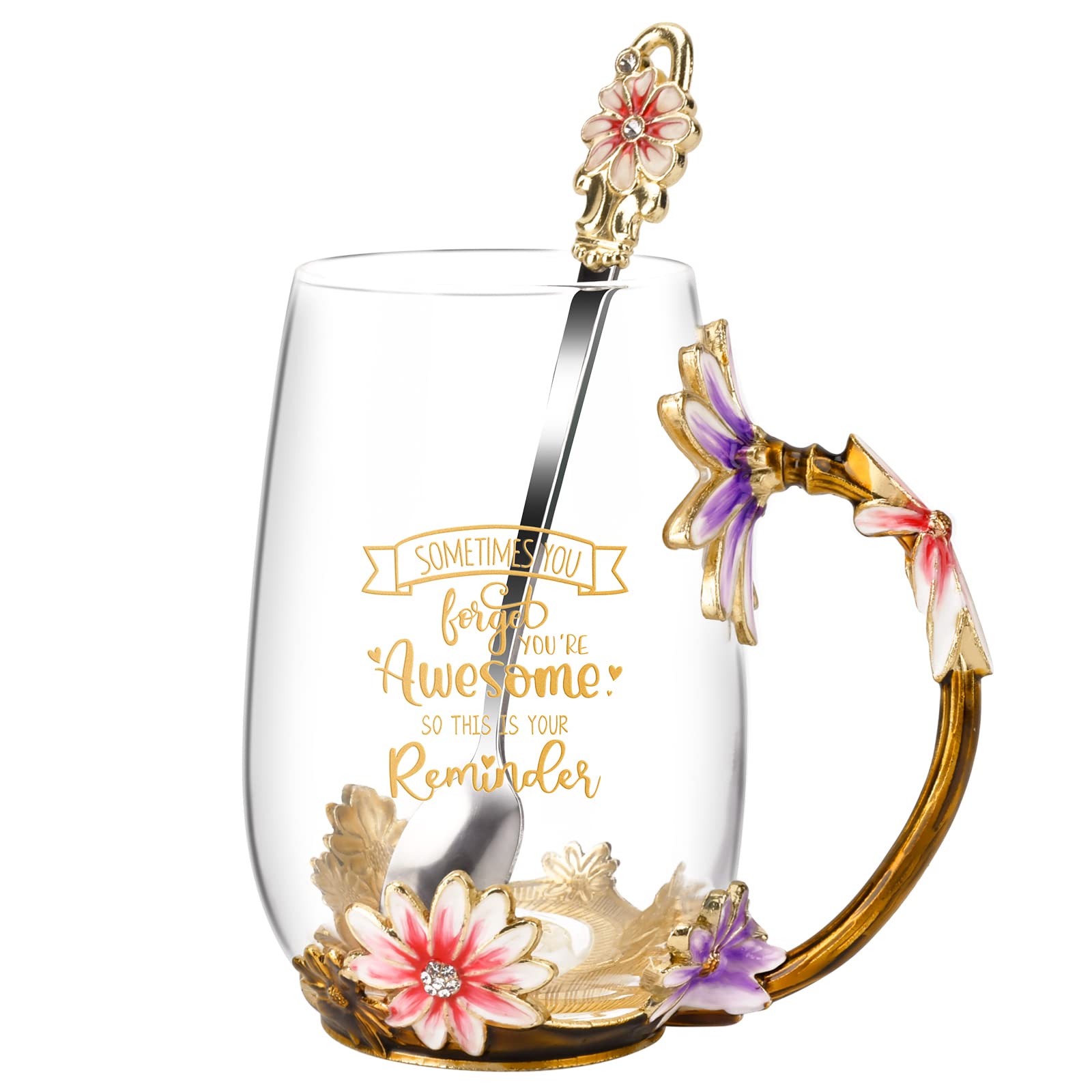 OEAGO mug face avant affichant design floral et élégance décorative