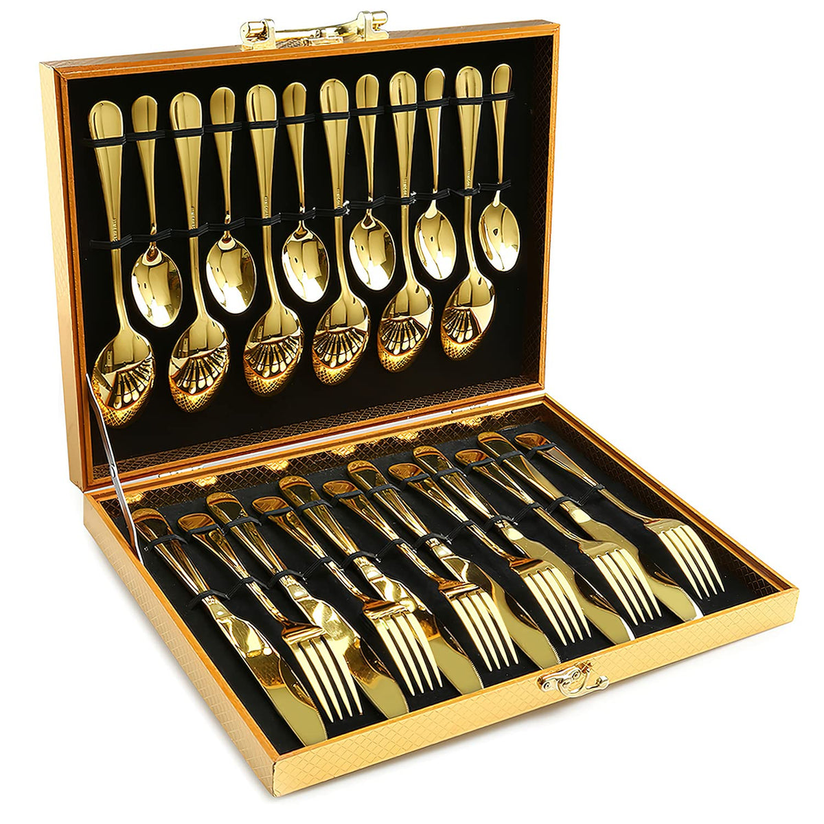 OGORI ensemble complet 24 pièces doré pour une table raffinée
