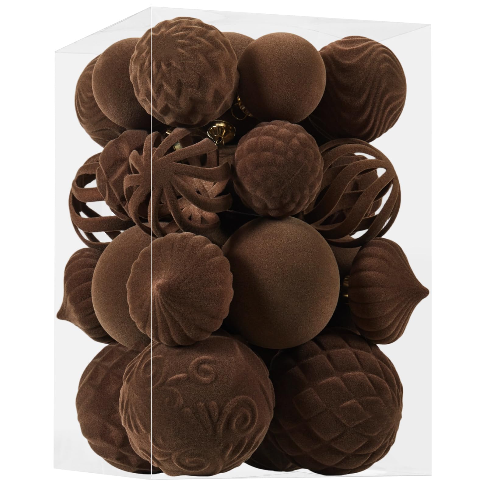 Ohapishop emballage du set de 30 boules velours marron, pratique
