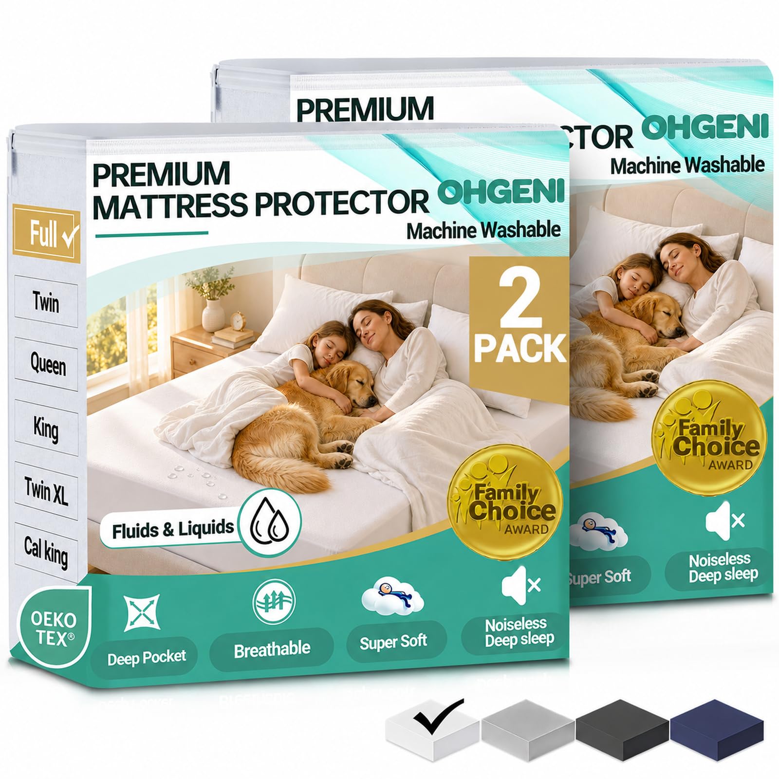 OhGeni face avant pack 2 montrant protection complète et finition blanche