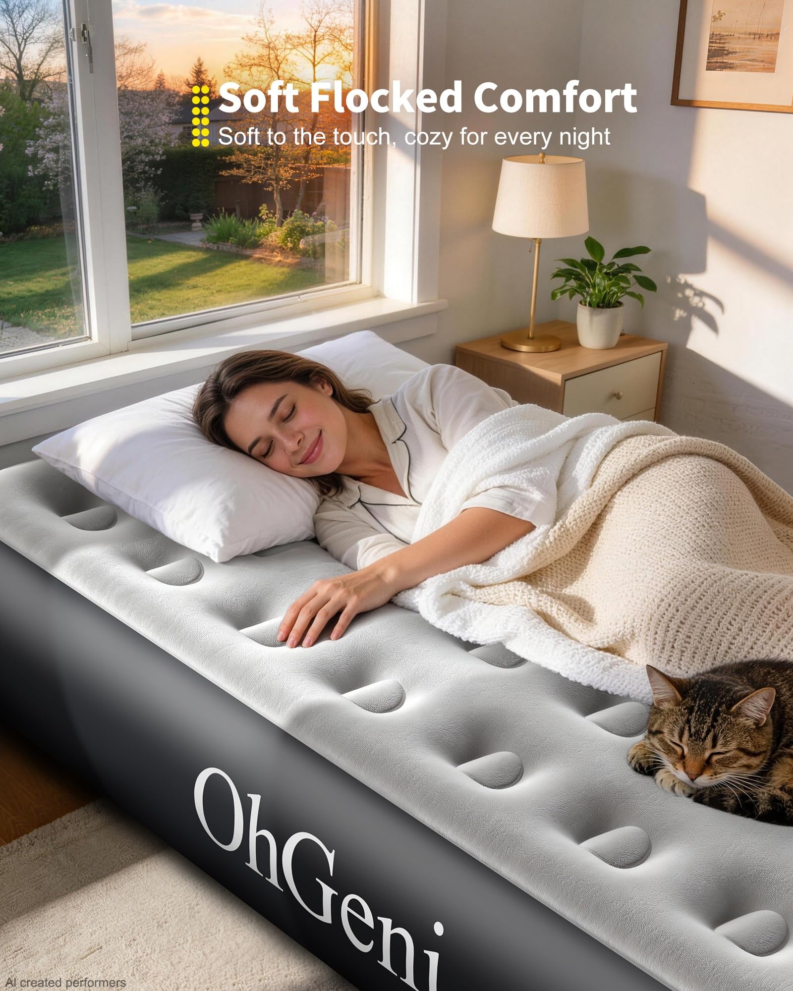 OhGeni matelas à côté d'une chaise pour visualiser hauteur 13 pouces