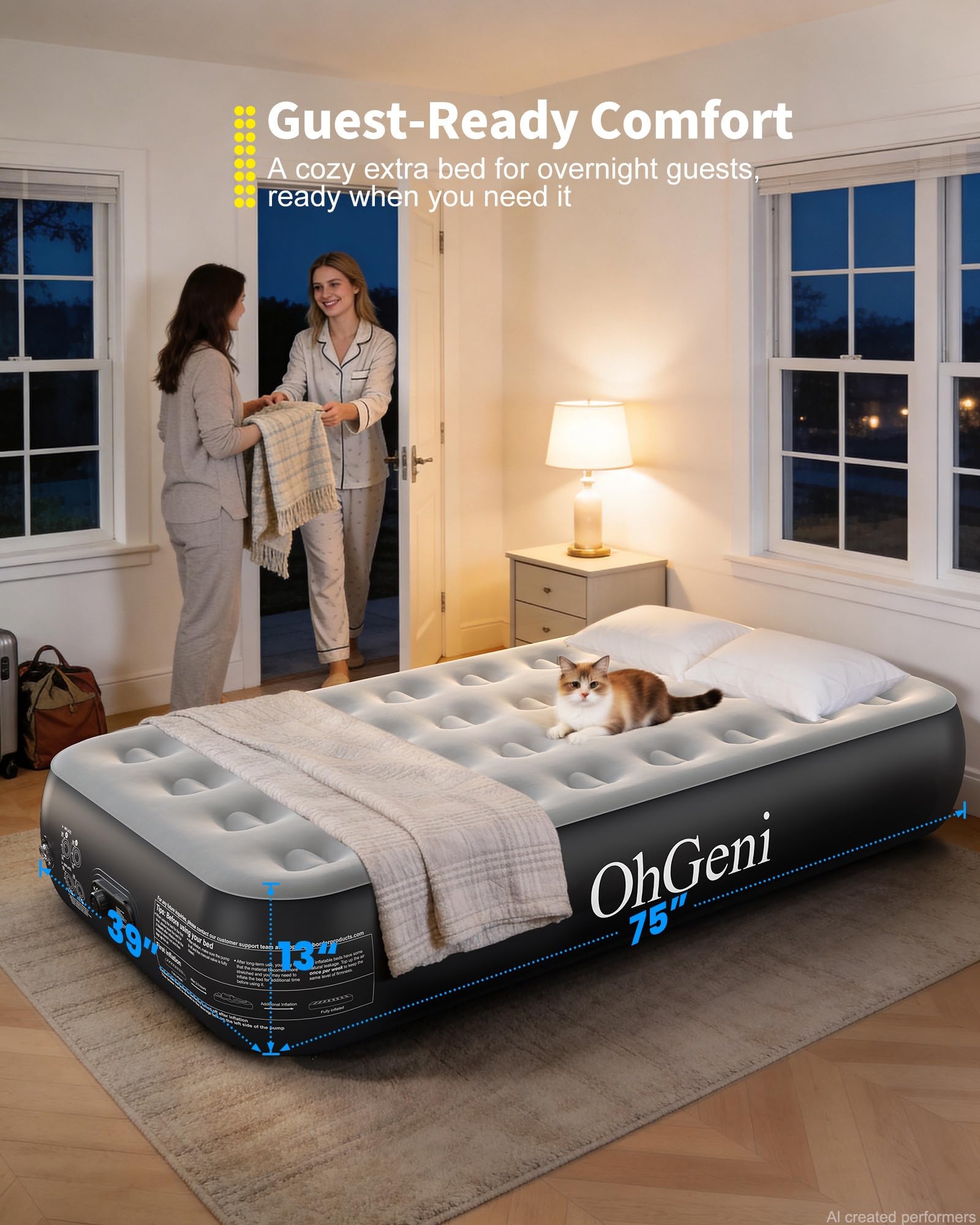 OhGeni matelas installé en tente pour confort camping surélevé