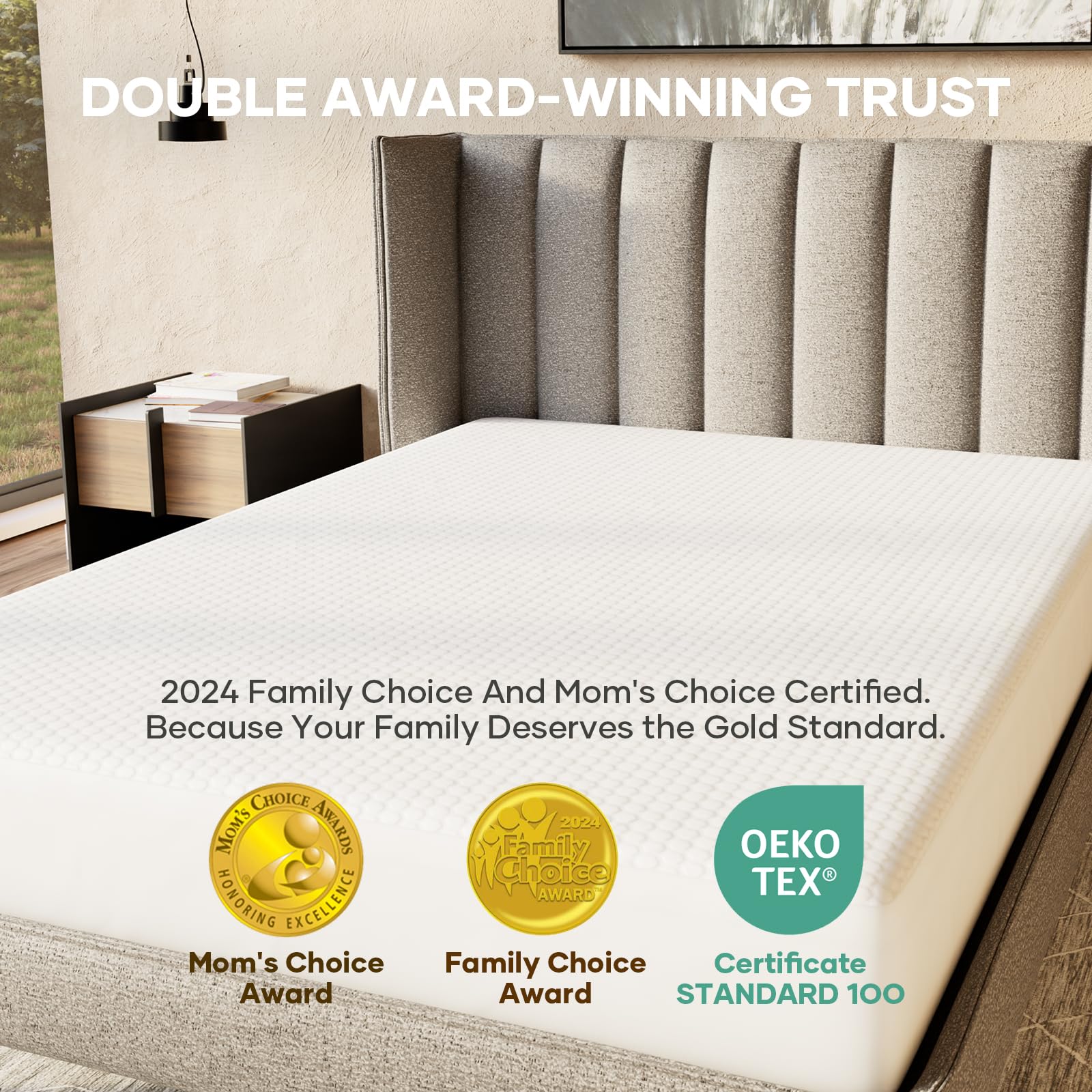 OhGeni mise en scène chambre lifestyle montrant confort quotidien et protection
