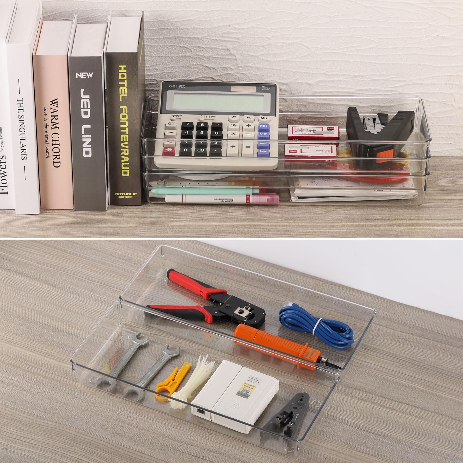 Ohlove bacs dans un tiroir montrant dimension 15 x 6.3 pouces