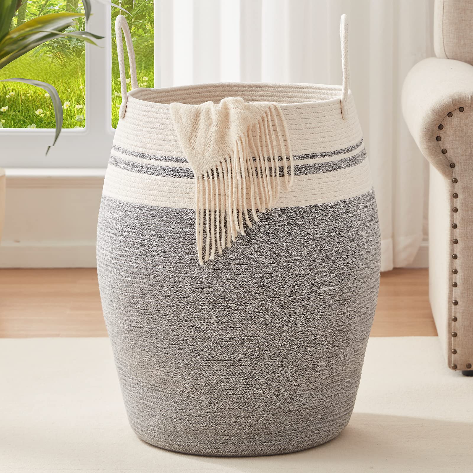 OIAHOMY panier devant blanc et gris, design décoratif et capacité