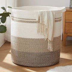 OIAHOMY vue avant du panier blanc et gris, rangement élégant