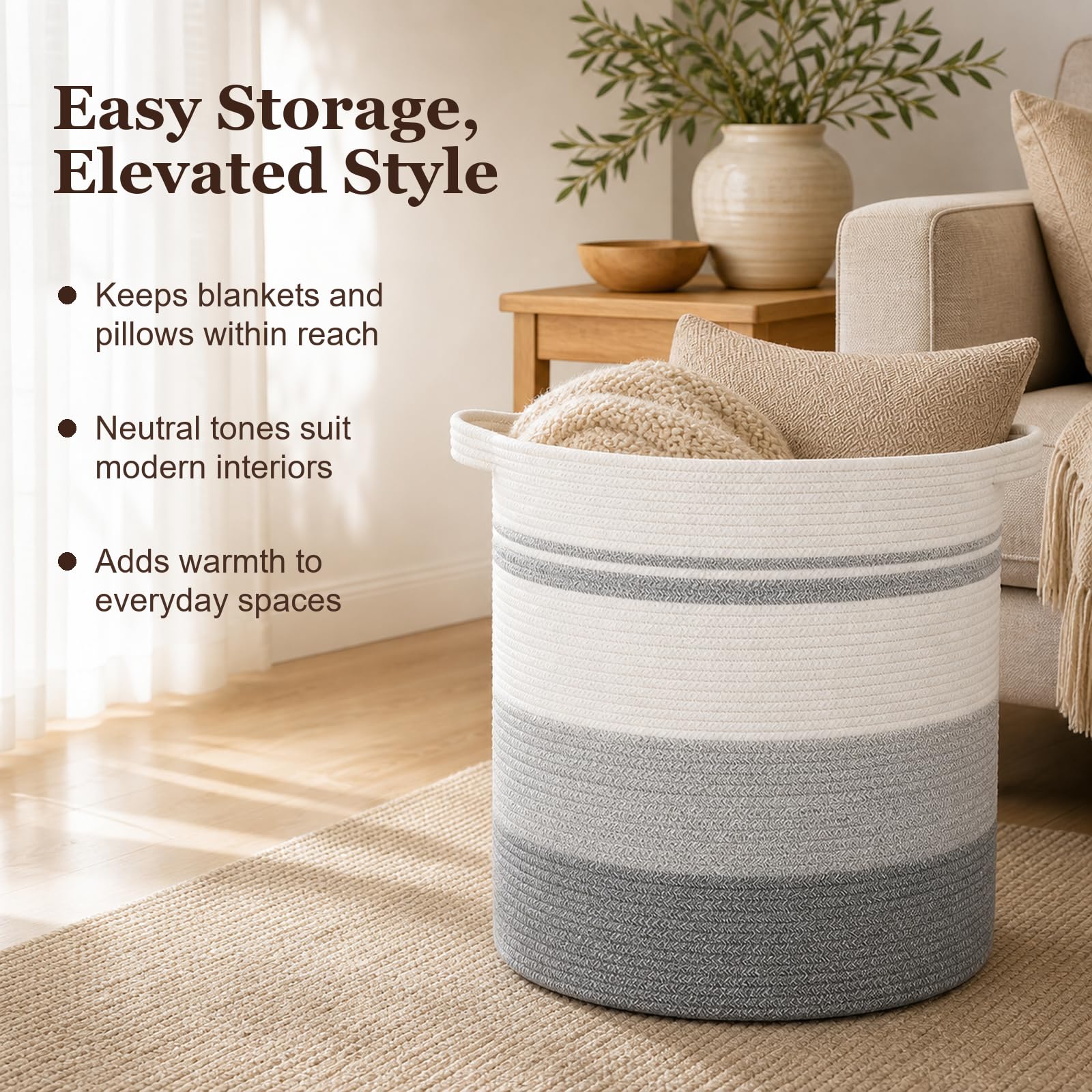 Panier OIAHOMY tressage en coton naturel, texture douce et résistante
