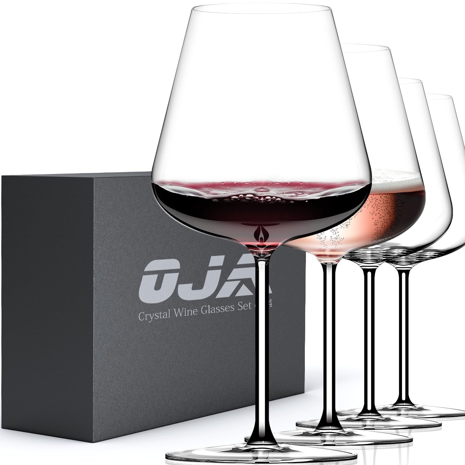 OJA verres devant boîte montrant élégance et préparation cadeau