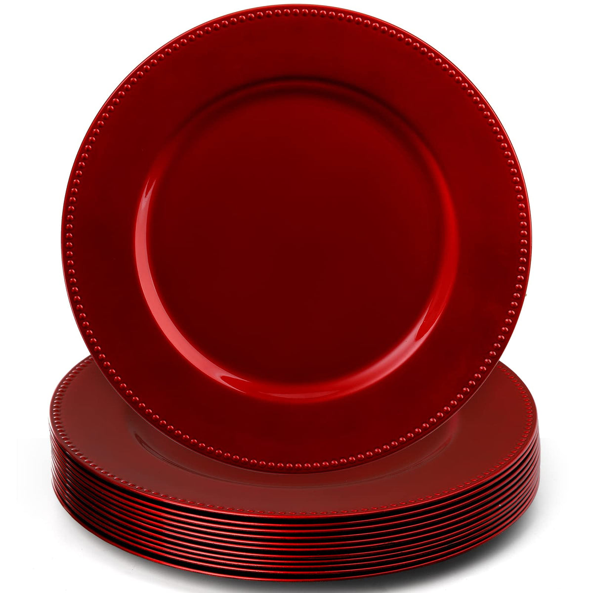 Okllen assiette de présentation frontale rouge montrant élégance et centre de table
