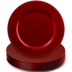 Okllen assiette de présentation frontale rouge montrant élégance et centre de table