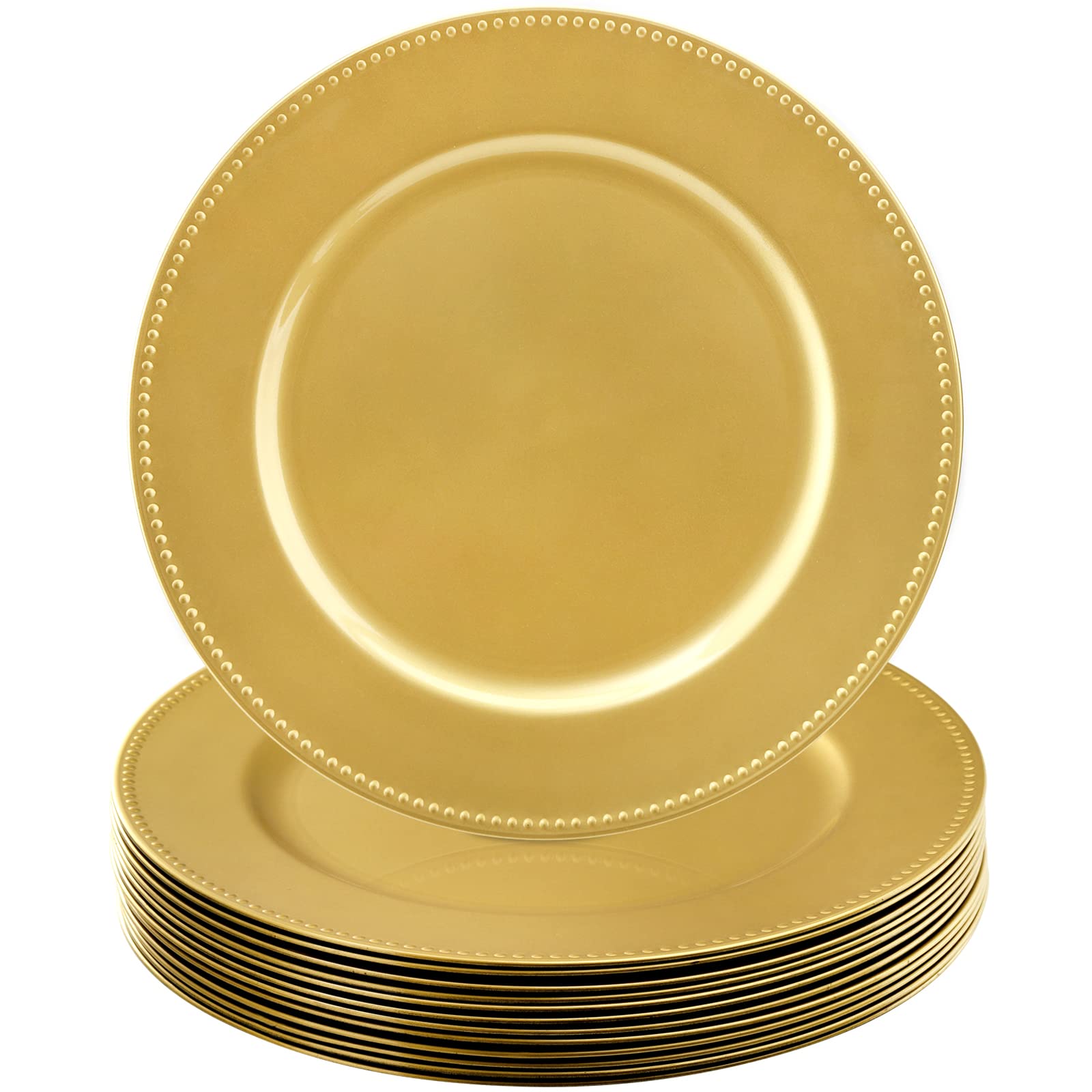 Okllen assiette de présentation dorée vue avant montrant lot de 12 pour décoration de table