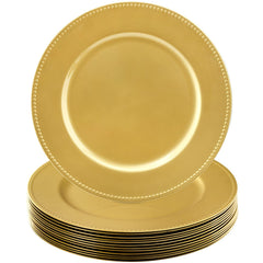 Okllen assiette de présentation dorée vue avant montrant lot de 12 pour décoration de table