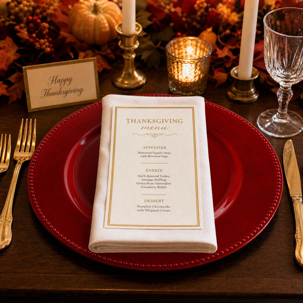 Okllen table de mariage décorée utilisant les chargers pour un look cohérent