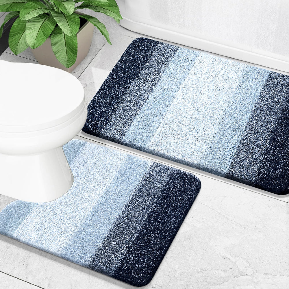 OLANLY tapis rectangulaire bleu foncé vue avant, confort moelleux immédiat