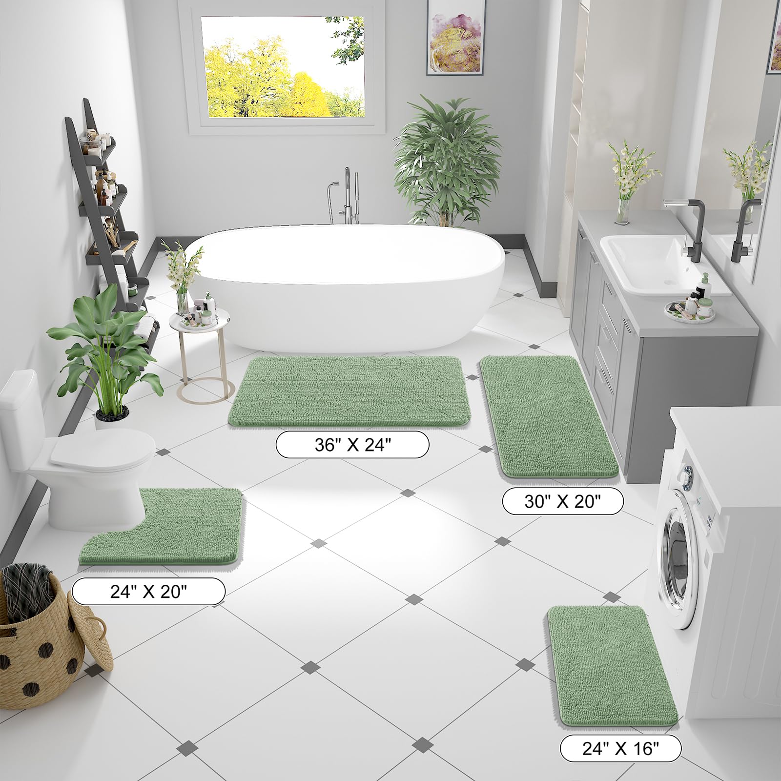 OLANLY tapis intégré dans une salle de bain stylée pour ambiance