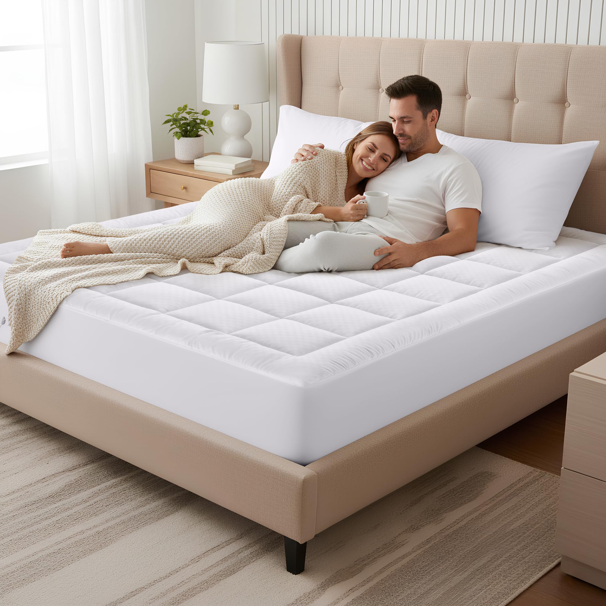 OLANLY surmatelas en machine illustrant lavage facile et entretien simple