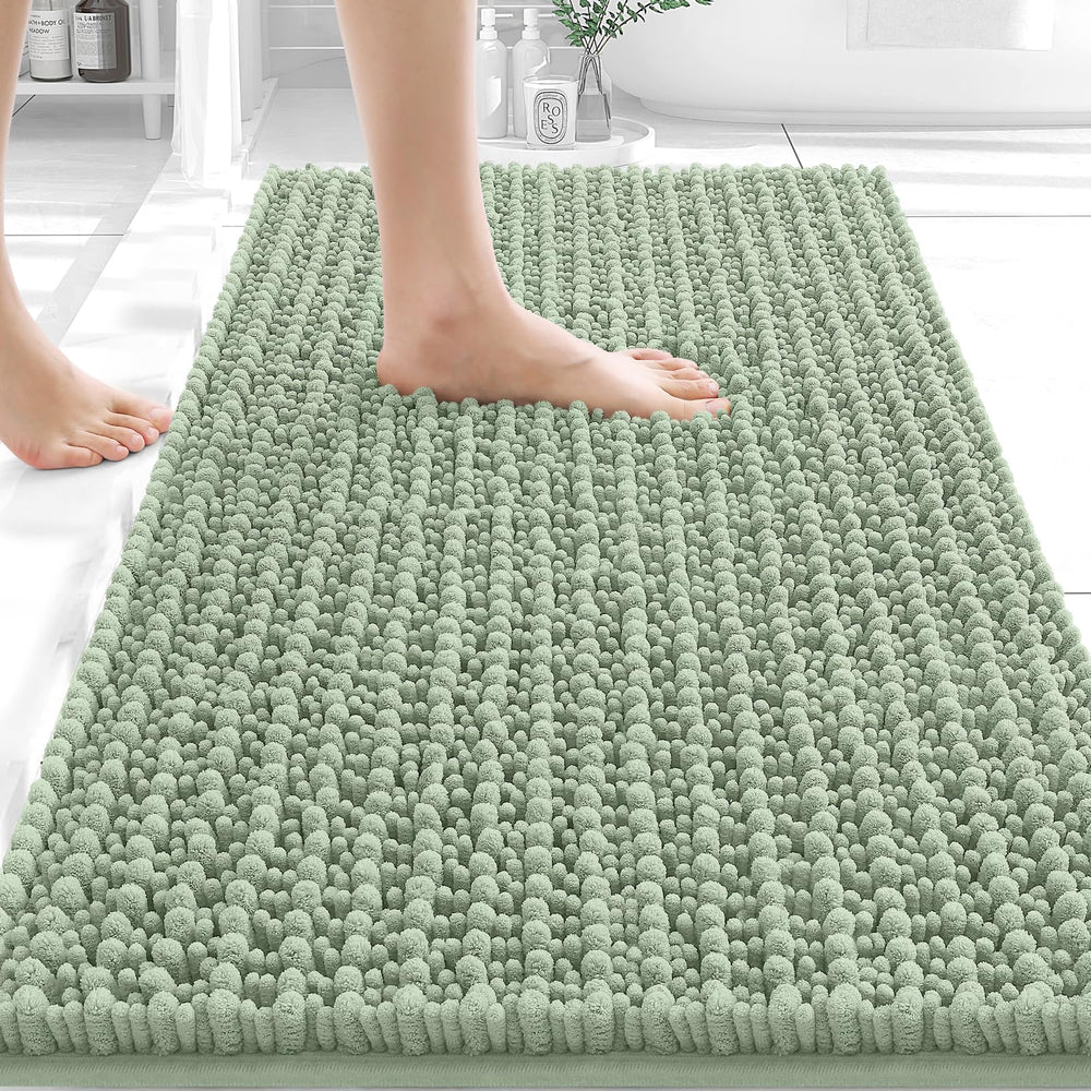 OLANLY vue frontale du tapis de bain montrant douceur et finition