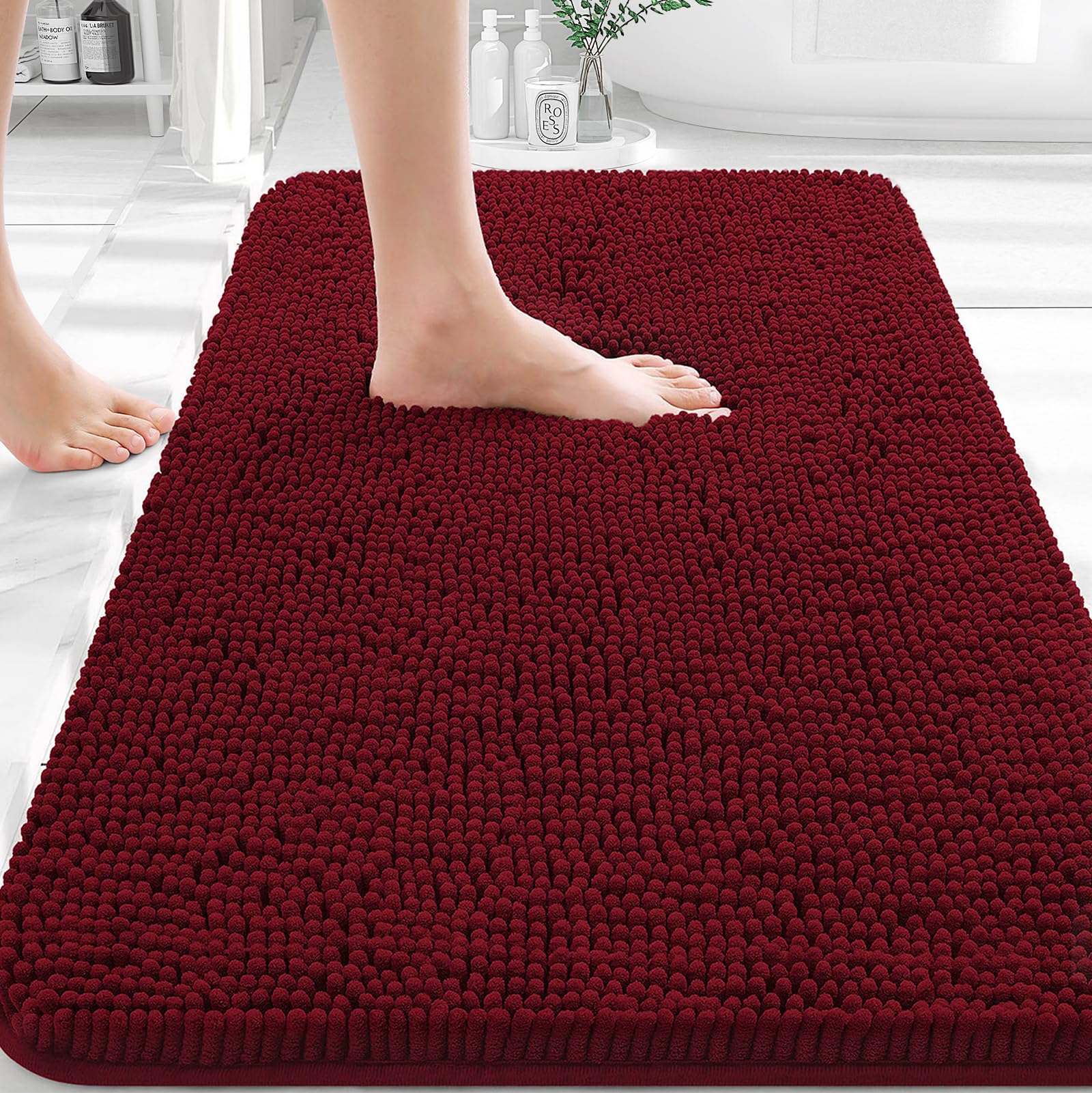 OLANLY vue avant du tapis de bain 30x20, confort immédiat au sortir de la douche