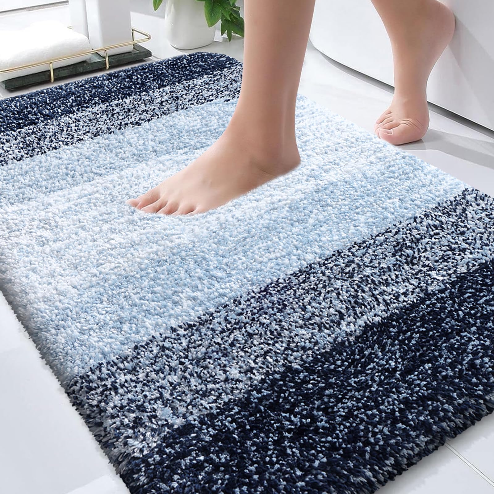 OLANLY tapis de bain face avant montrant le design dégradé et confort instantané
