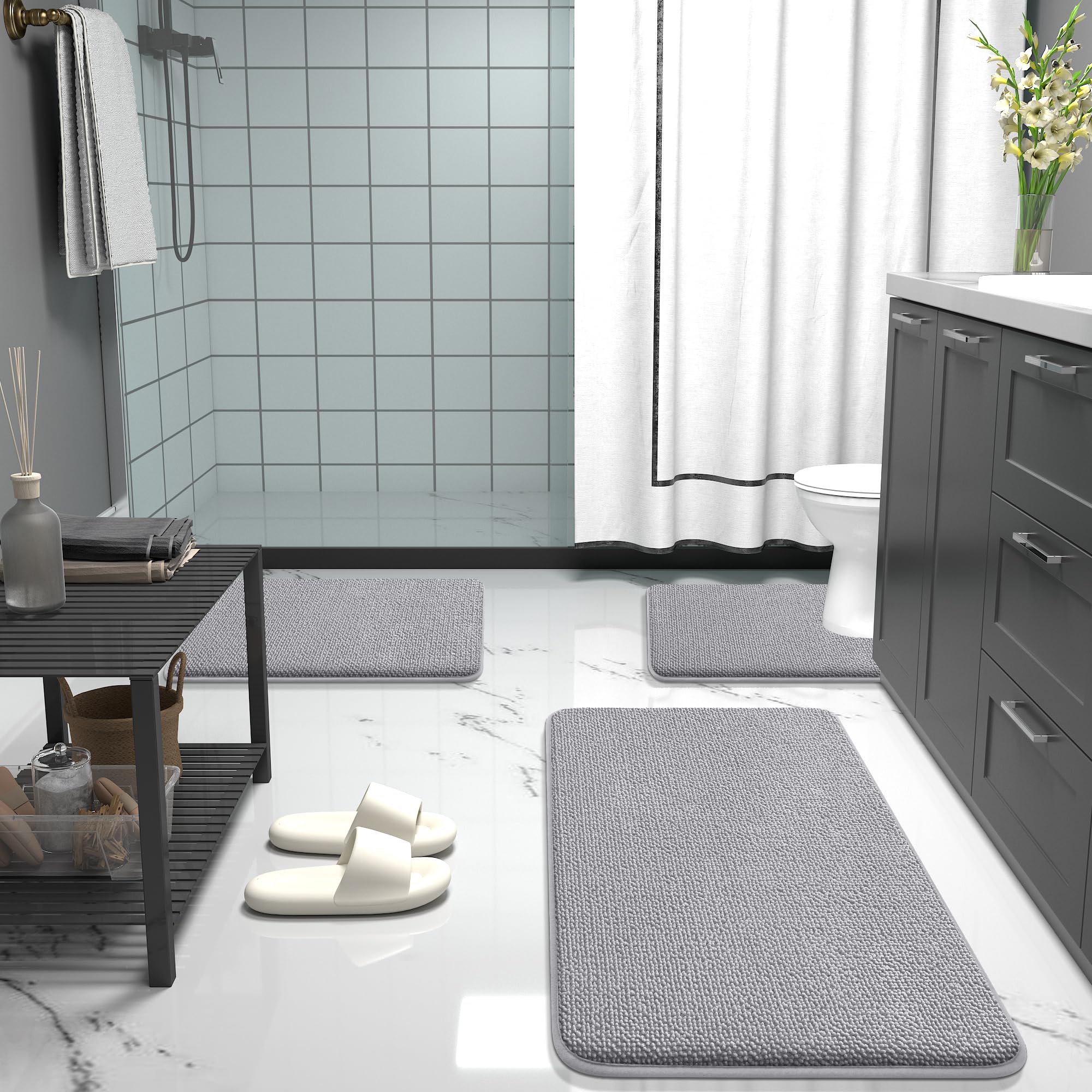 OLANLY tapis dans salle de bain moderne ajoutant élégance pratique