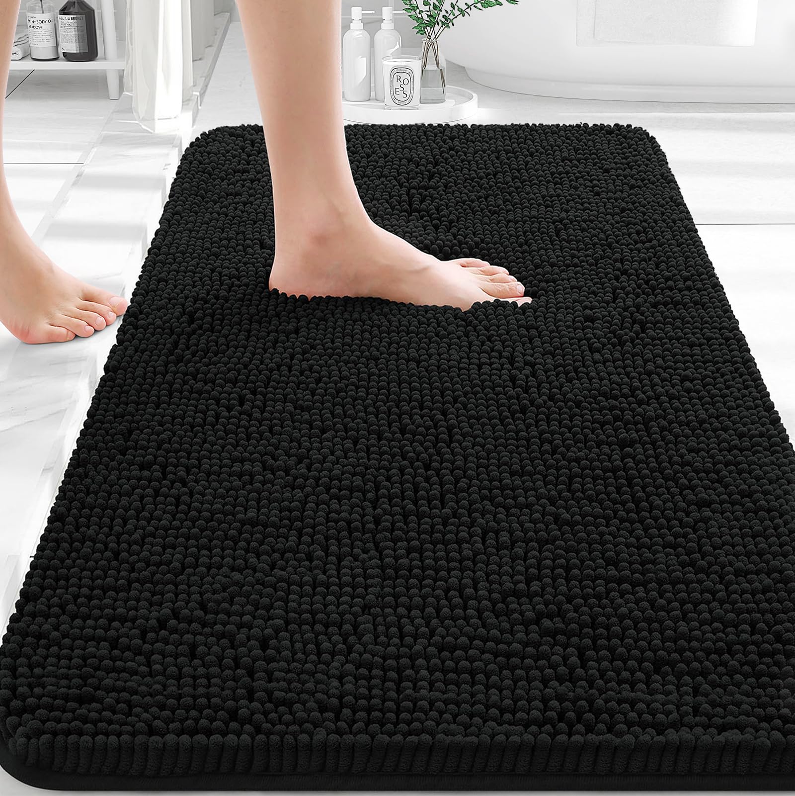 OLANLY vue avant du tapis 36x24 montrant l'emballage et le design pratique