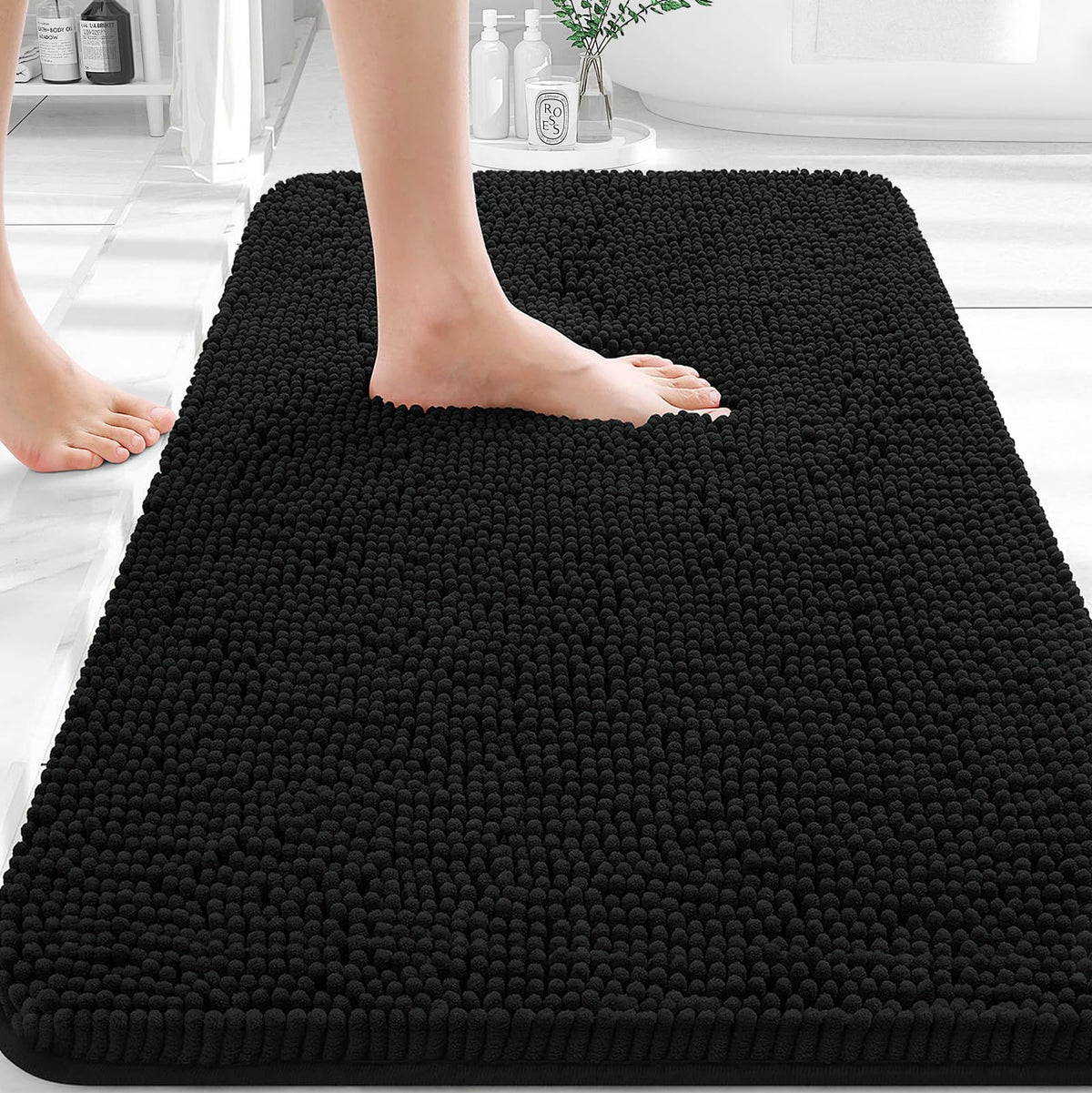 OLANLY vue avant du tapis 36x24 montrant l'emballage et le design pratique