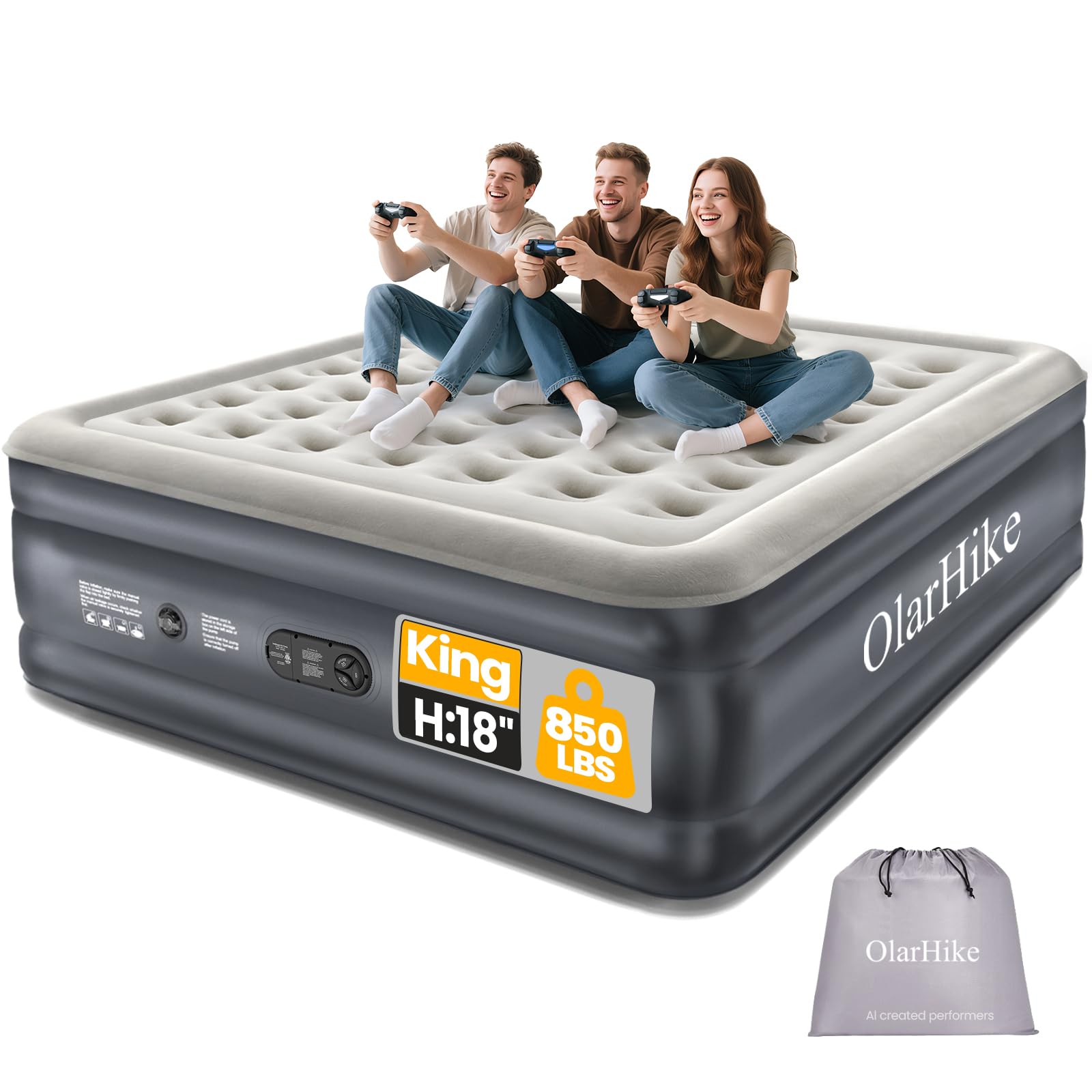 OlarHike matelas face avant king size montrant espace et confort