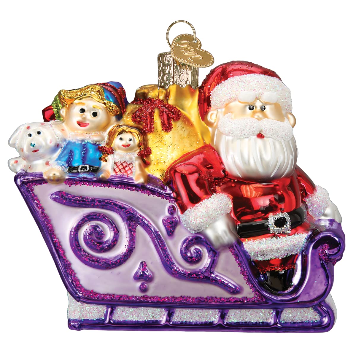 Old World Christmas face avant de l’ornement, finition artisanale brillante