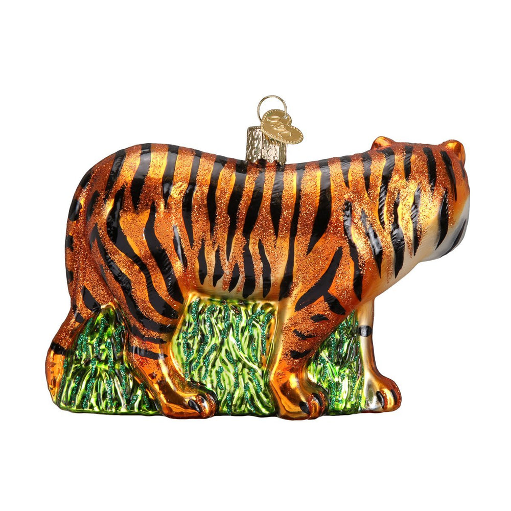 Old World Christmas tigre suspendu au sapin apportant caractère festif