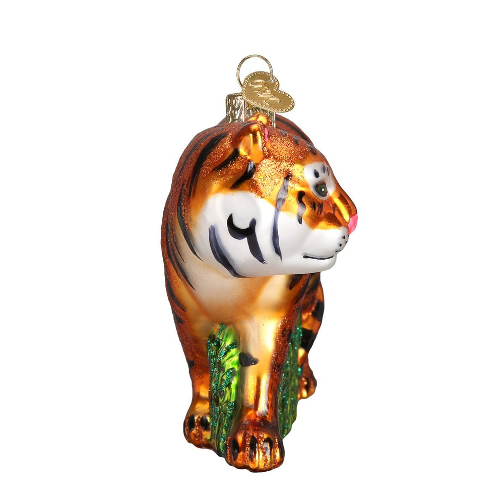 Old World Christmas tigre profil montrant rayures peintes à la main