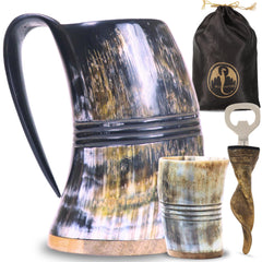 OLDEMPEROR corne-mug face avant montrant silhouette viking et robustesse