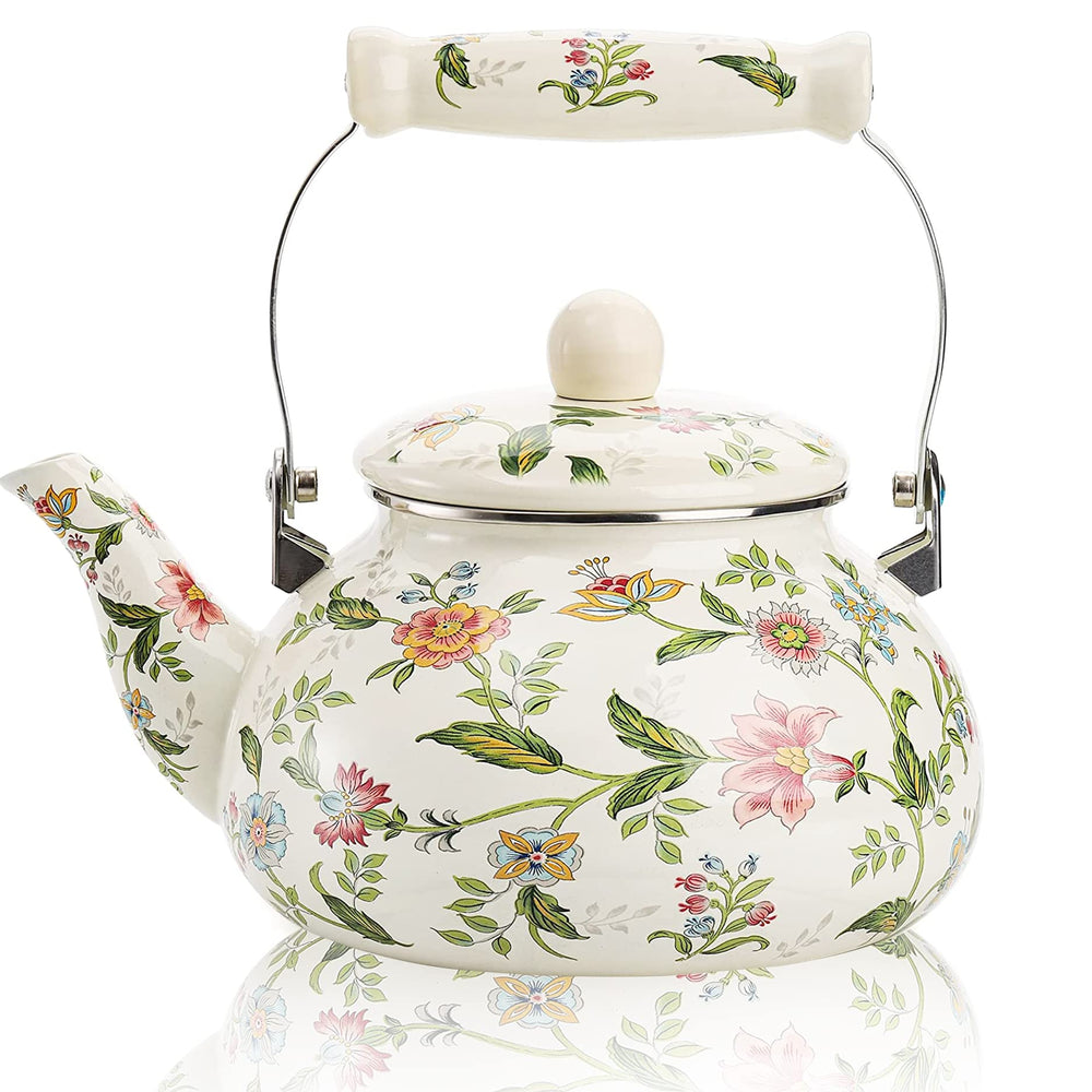 OLYTARU théière florale face avant, design rétro et attrait décoratif