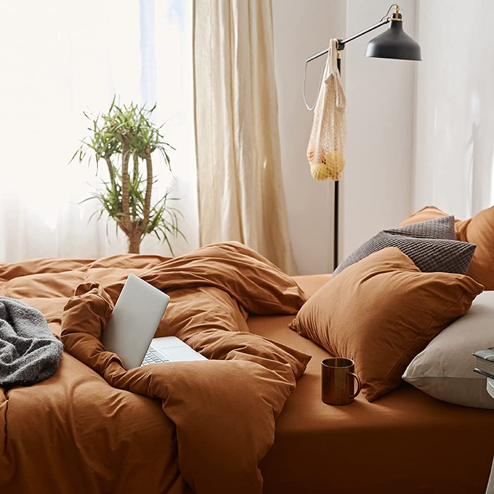 Omelas housse de couette face entière montrant couleur chaleureuse et finition
