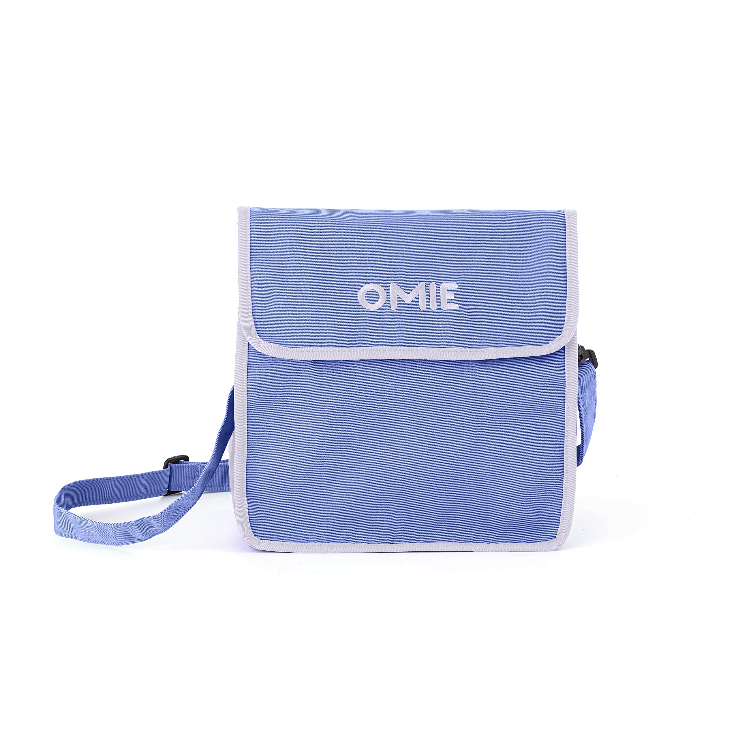 Omie sac violet face avant montrant un rangement sécurisé pour OmieBox