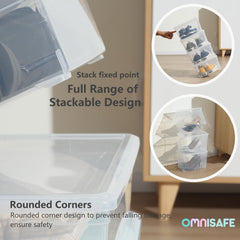 OMNISAFE boîte ouverte contenant chaussures pour protection et organisation