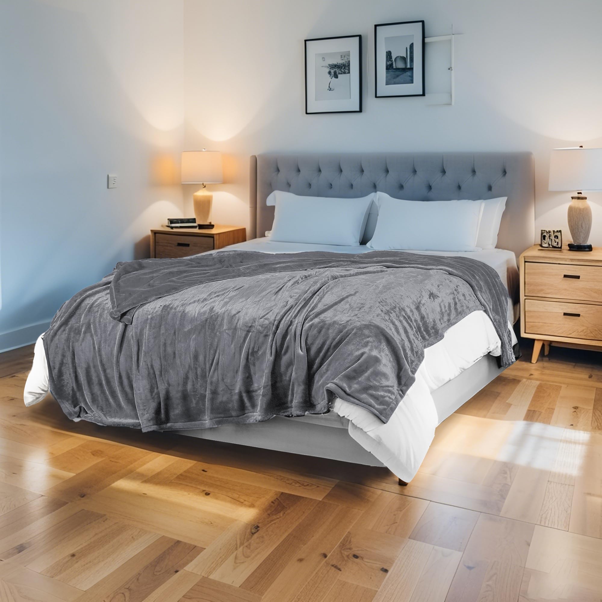 ONDAN couverture face avant gris clair montrant chaleur uniforme et confort