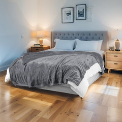 ONDAN couverture face avant gris clair montrant chaleur uniforme et confort
