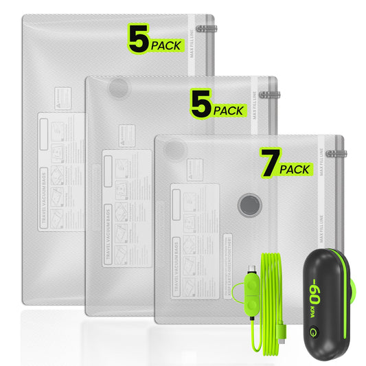 Oneyus vue du kit complet montrant sacs et pompe pour gain de place