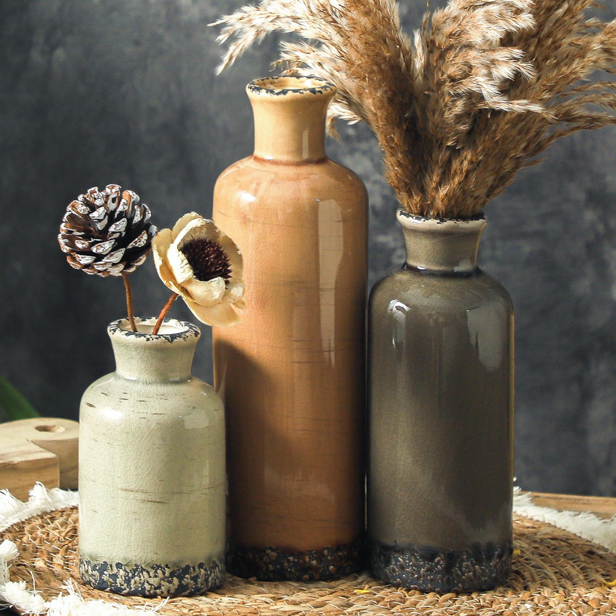 ooit trio de vases devanture, ajoute chaleur à la déco