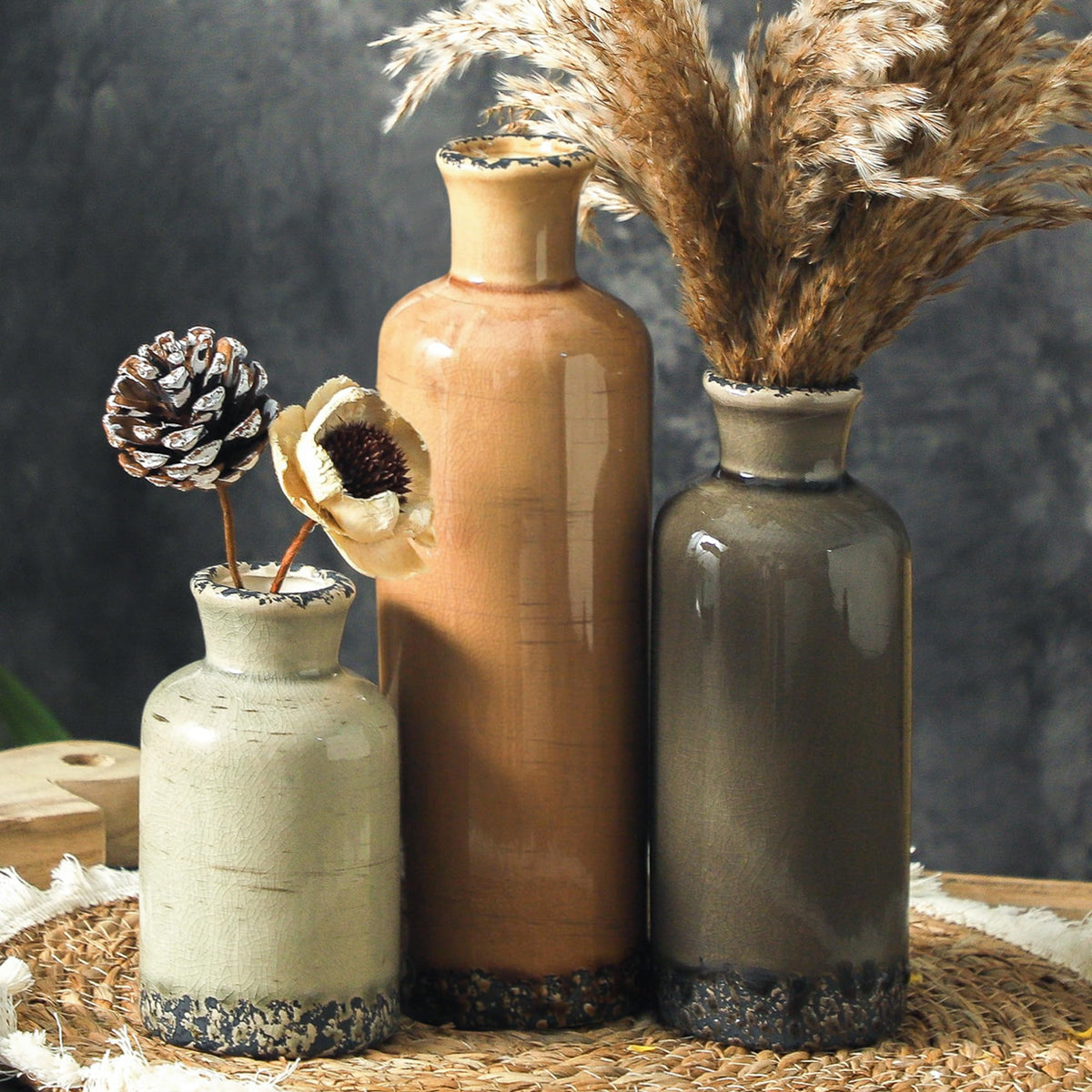 ooit trio de vases devanture, ajoute chaleur à la déco