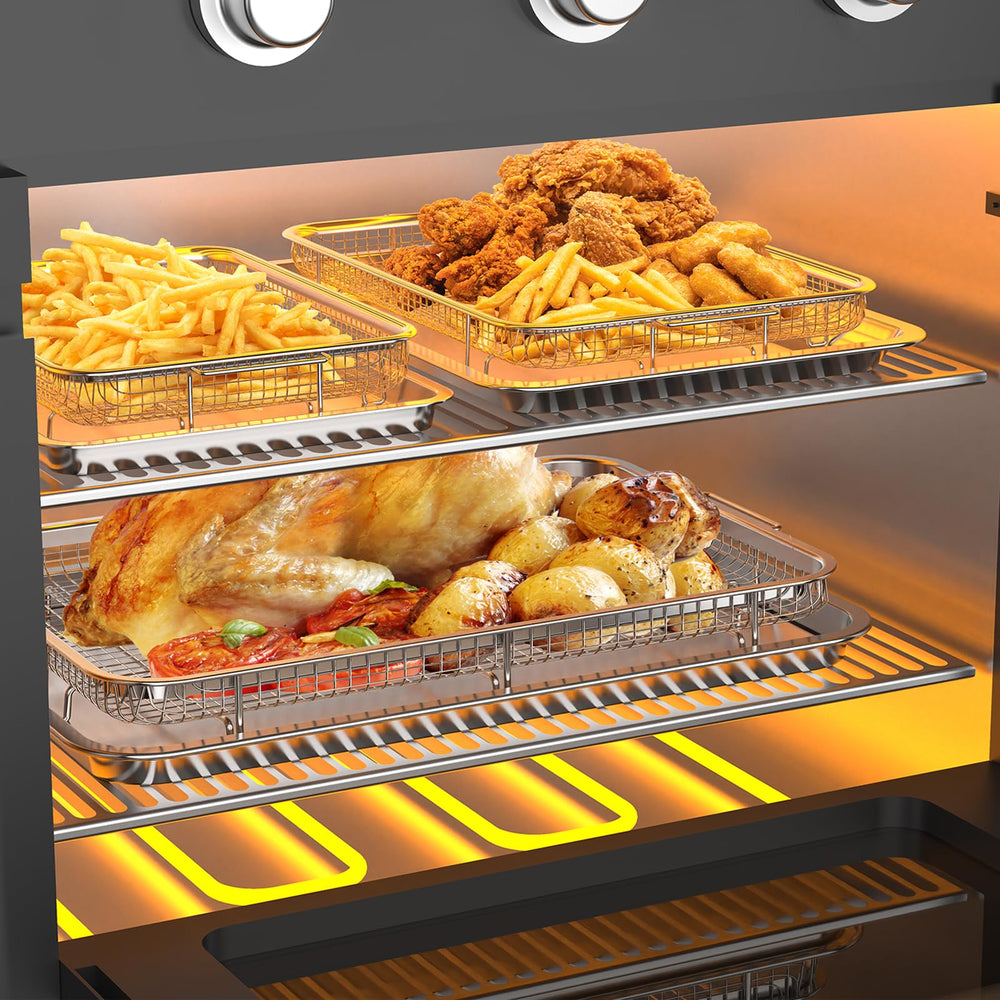 OPENICE paniers en action dans un four avec aliments dorés rapidement